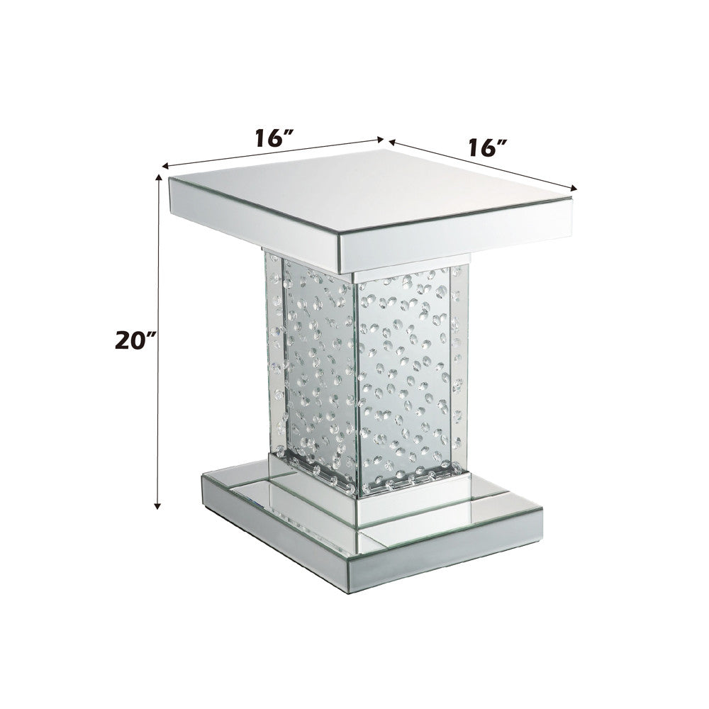 ACME 80284 Nysa End Table, Mirrored & Faux Crystals