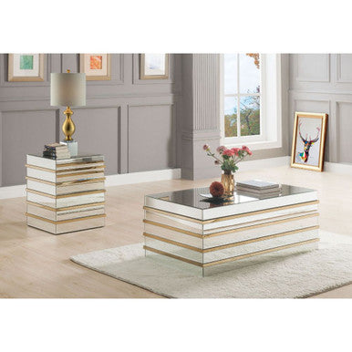 ACME 80330 Osma Coffee Table, Mirrored & Gold