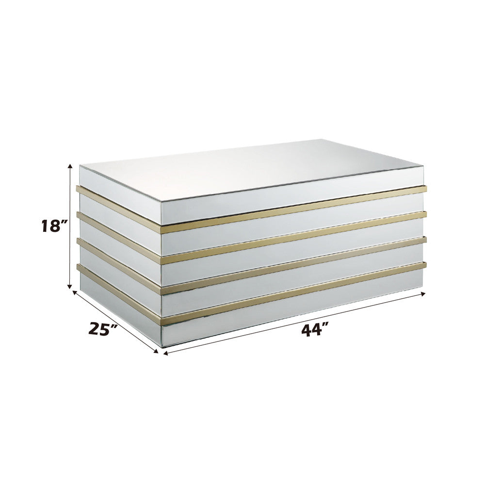 ACME 80330 Osma Coffee Table, Mirrored & Gold