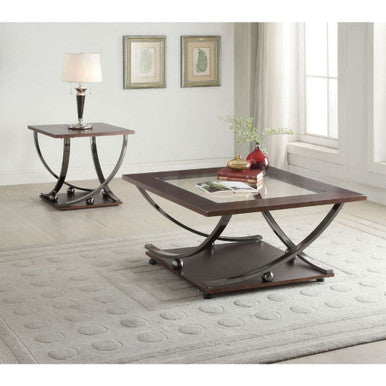 ACME 80355 Isiah Coffee Table, Black Nickel & Clear Glass