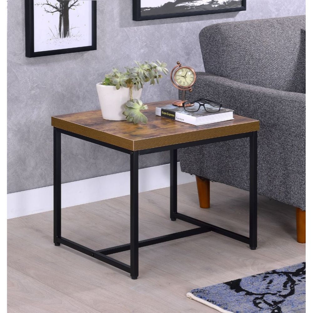 ACME 80617 Bob End Table, Weathered Oak & Black