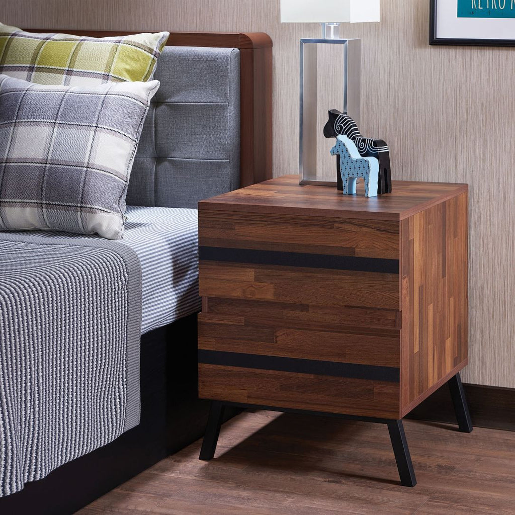 ACME 80622 Karine Nightstand/End Table, Walnut & Black