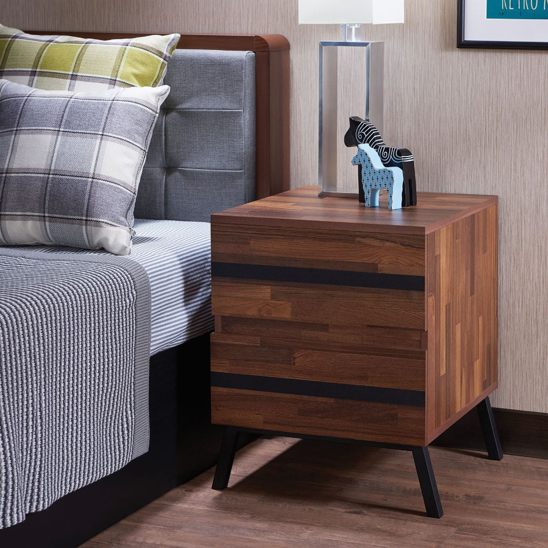 ACME 80622 Karine Nightstand/End Table, Walnut & Black