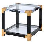 ACME 81002 Lafty End Table, White Brushed & Clear Glass