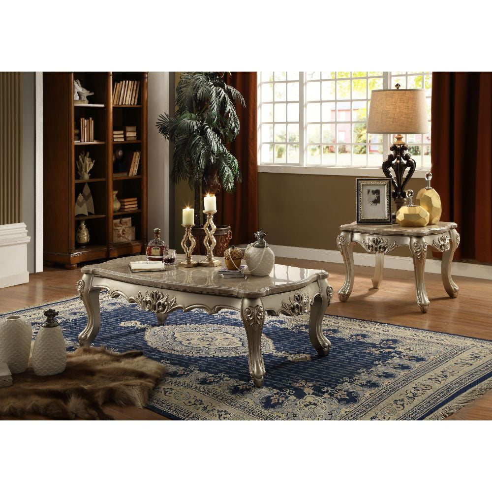 ACME 81040 Ranita Coffee Table, Marble & Champagne