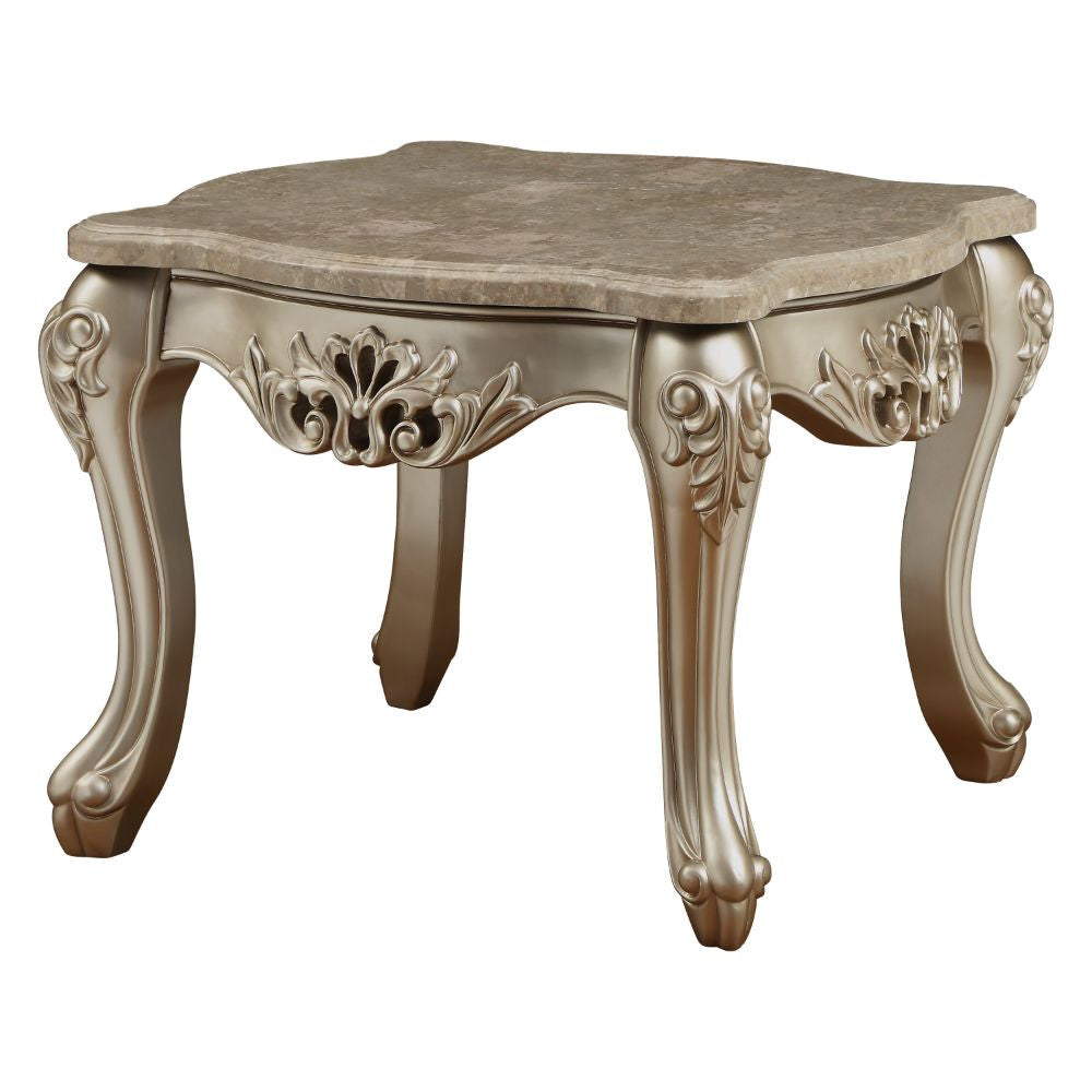 ACME 81042 Ranita End Table, Marble & Champagne