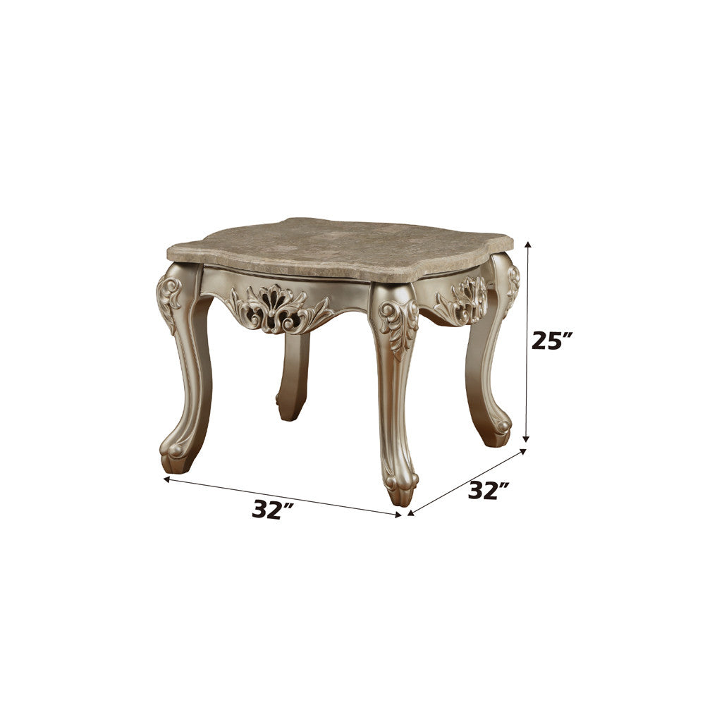 ACME 81042 Ranita End Table, Marble & Champagne