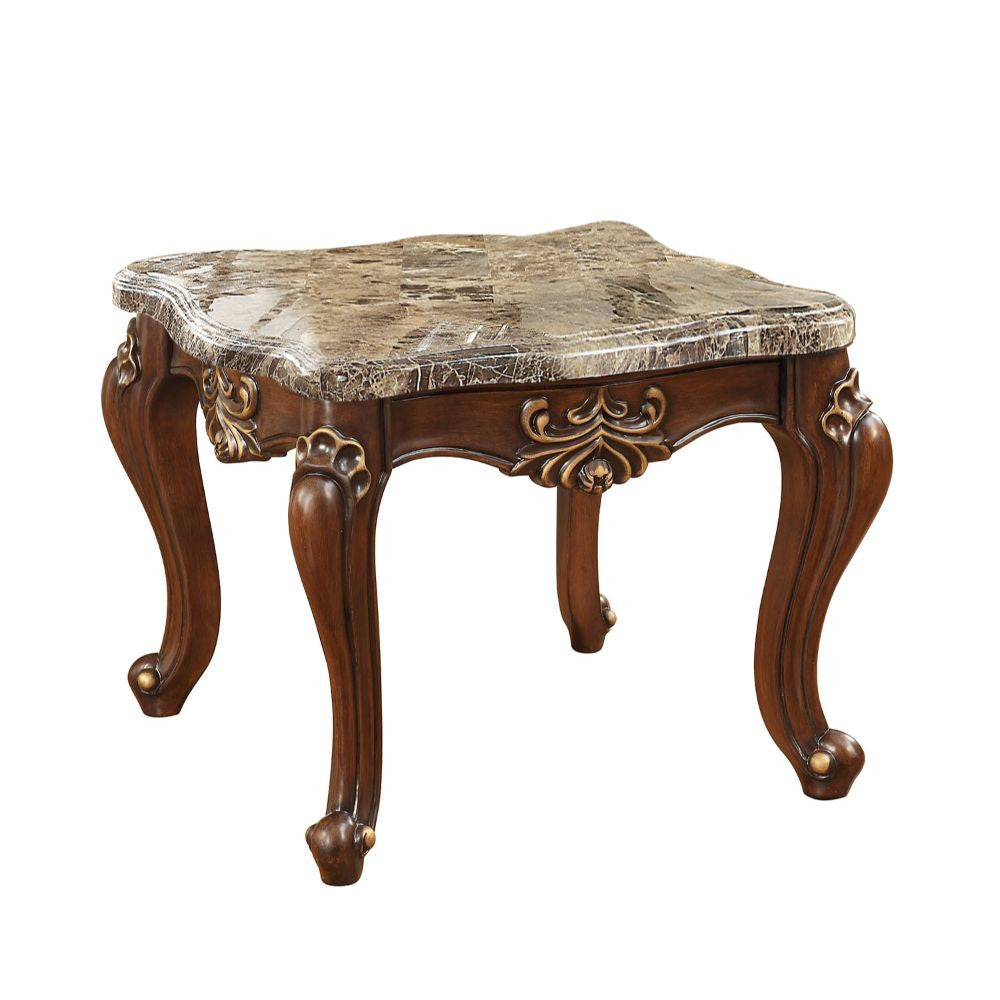ACME 81052 Shalisa End Table, Marble & Walnut