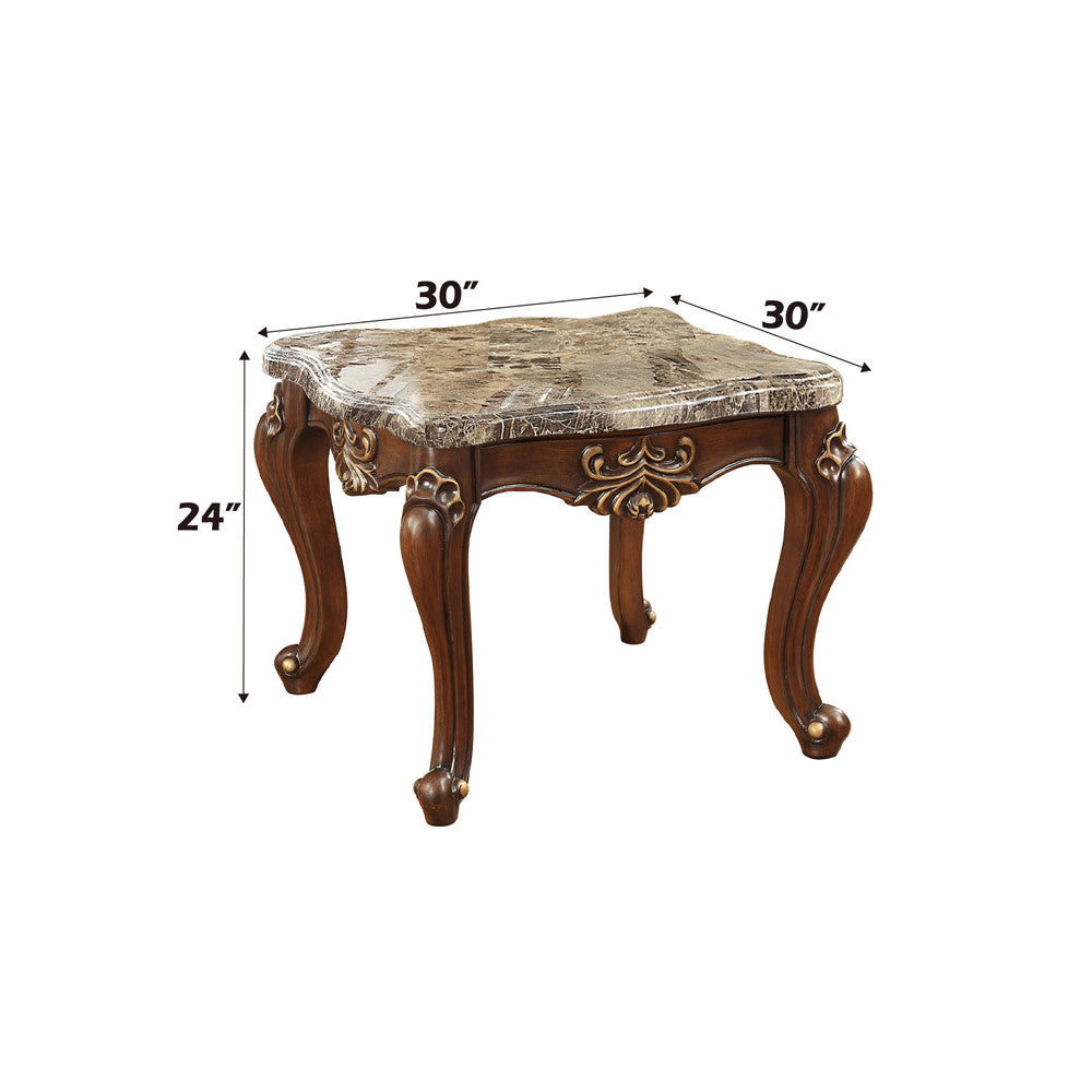 ACME 81052 Shalisa End Table, Marble & Walnut