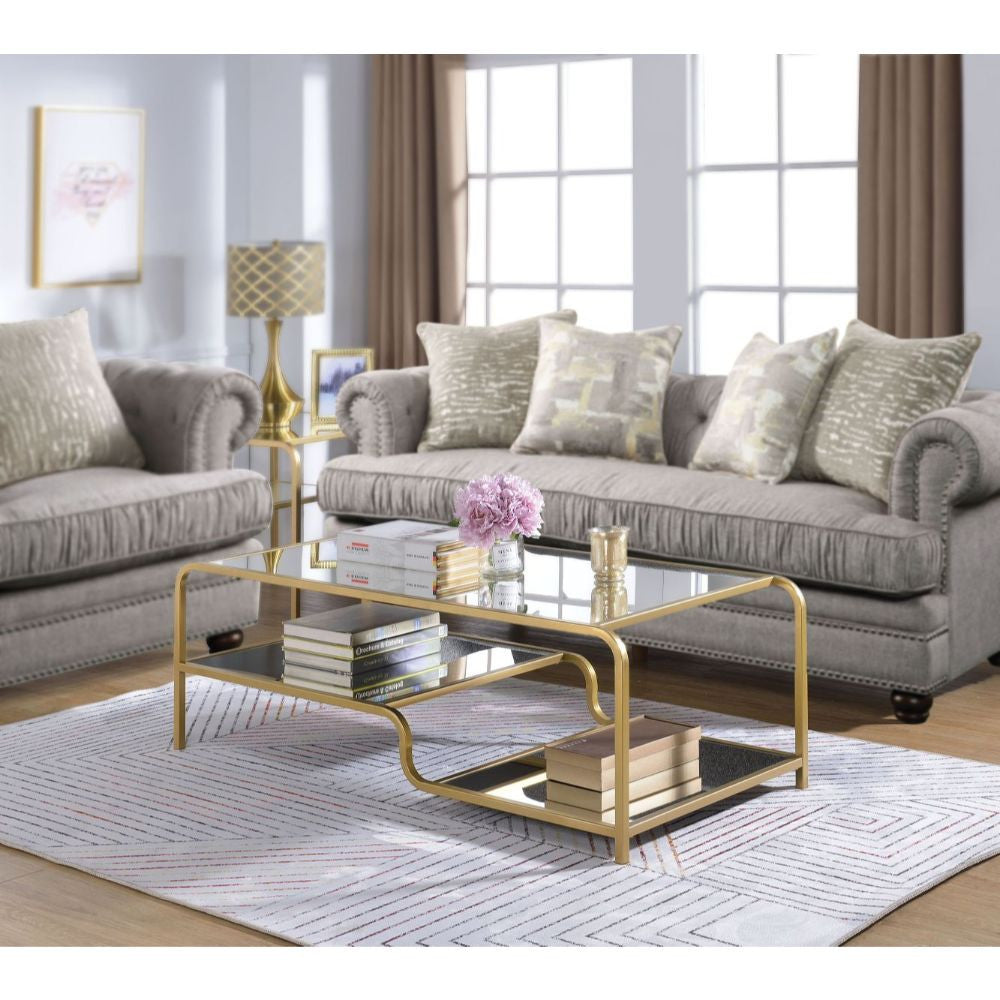 ACME 81090 Astrid Coffee Table, Gold & Mirror