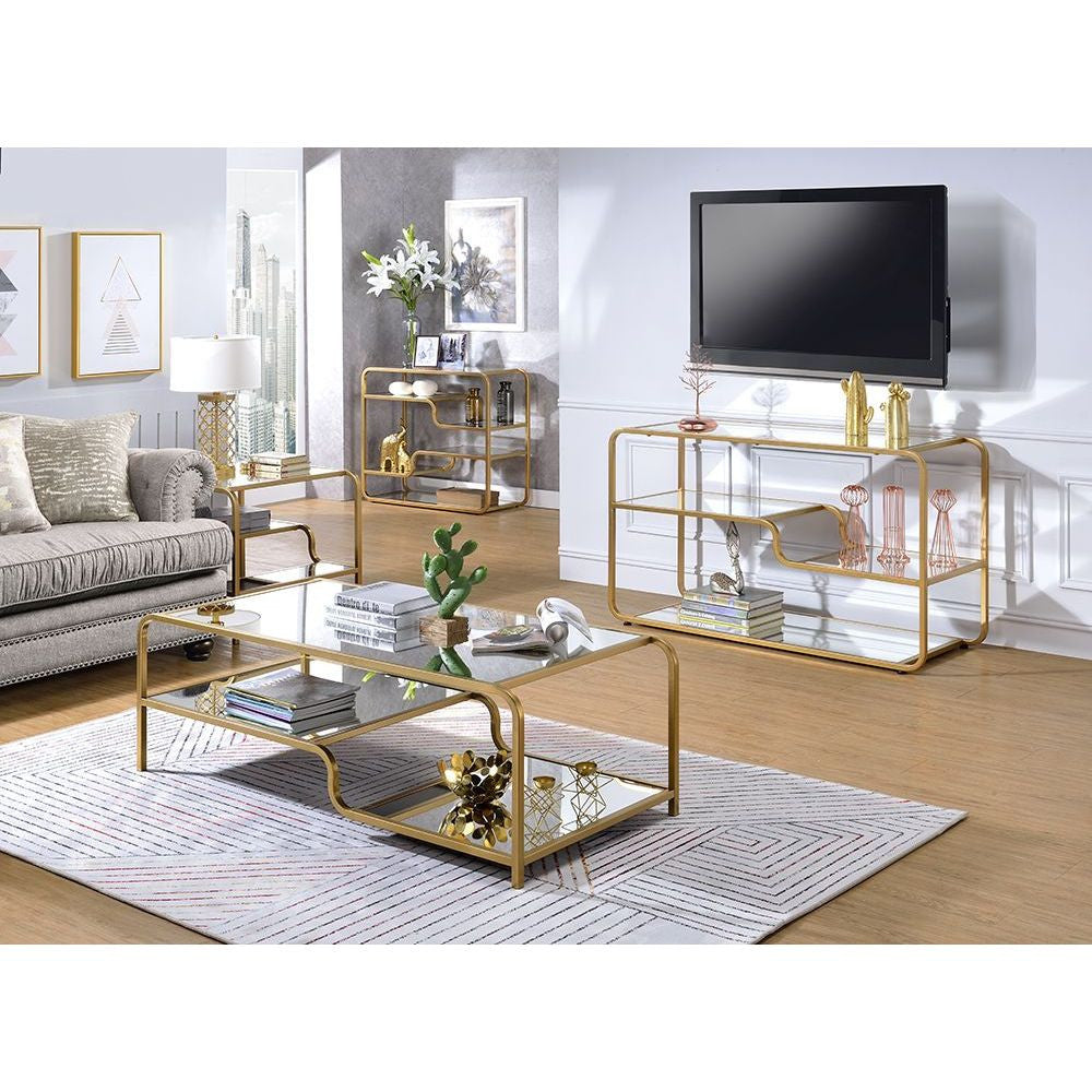 ACME 81090 Astrid Coffee Table, Gold & Mirror
