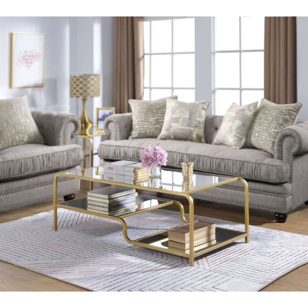 ACME 81090 Astrid Coffee Table, Gold & Mirror