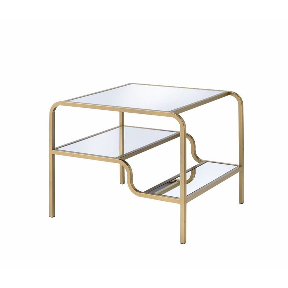 ACME 81092 Astrid End Table, Gold & Mirror