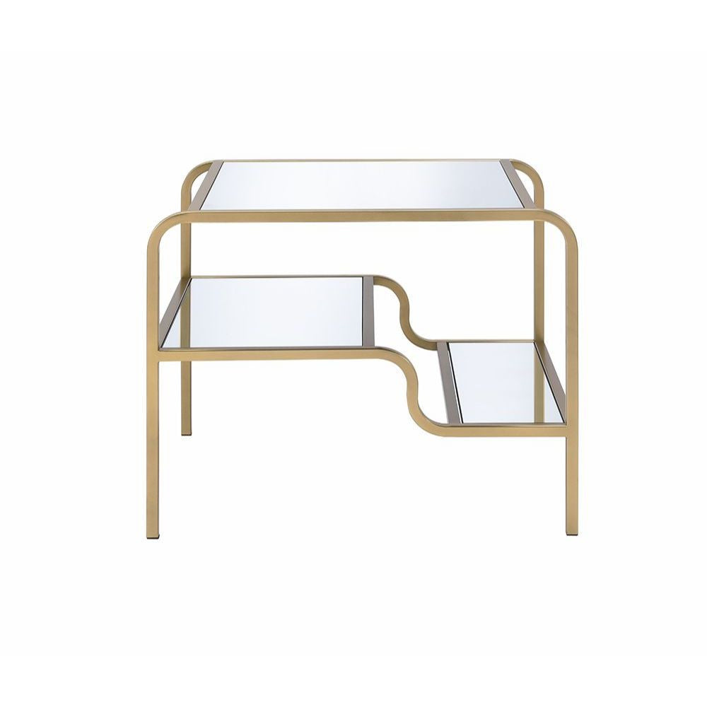 ACME 81092 Astrid End Table, Gold & Mirror