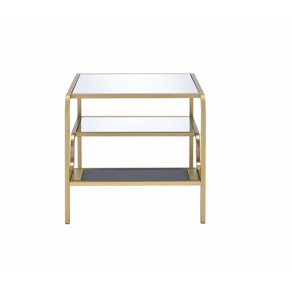 ACME 81092 Astrid End Table, Gold & Mirror