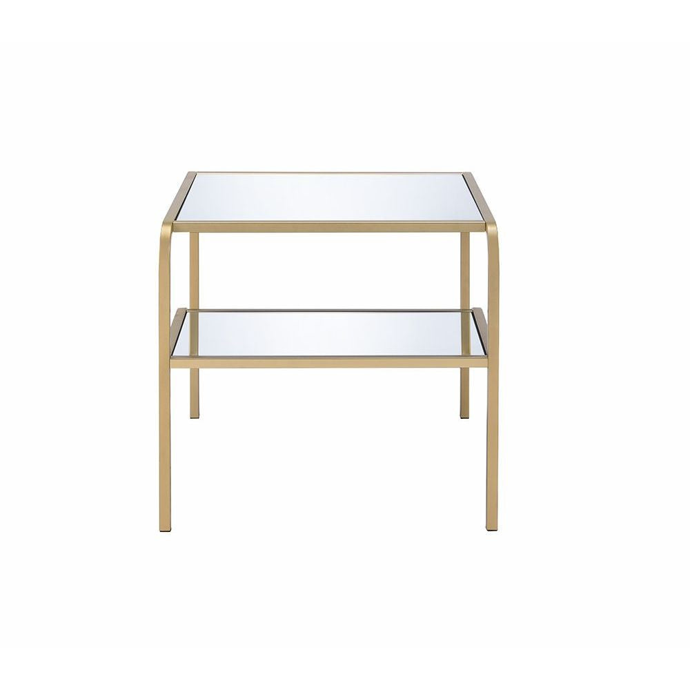 ACME 81092 Astrid End Table, Gold & Mirror