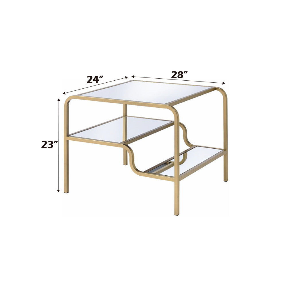 ACME 81092 Astrid End Table, Gold & Mirror