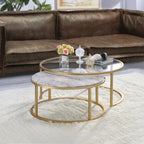 ACME 81110 Shanish 2 Piece Pack Nesting Table Set, Faux Marble & Gold