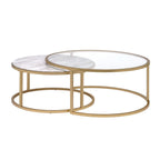 ACME 81110 Shanish 2 Piece Pack Nesting Table Set, Faux Marble & Gold