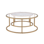 ACME 81110 Shanish 2 Piece Pack Nesting Table Set, Faux Marble & Gold