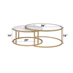 ACME 81110 Shanish 2 Piece Pack Nesting Table Set, Faux Marble & Gold