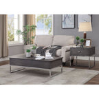 ACME 81170 Iban - Coffee Table with Lift Top, Gray Oak & Chrome