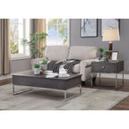 ACME 81170 Iban - Coffee Table with Lift Top, Gray Oak & Chrome