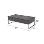 ACME 81170 Iban - Coffee Table with Lift Top, Gray Oak & Chrome