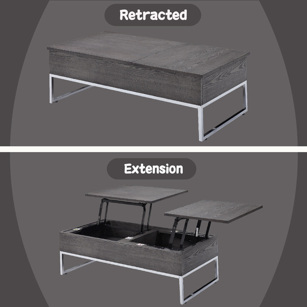 ACME 81170 Iban - Coffee Table with Lift Top, Gray Oak & Chrome