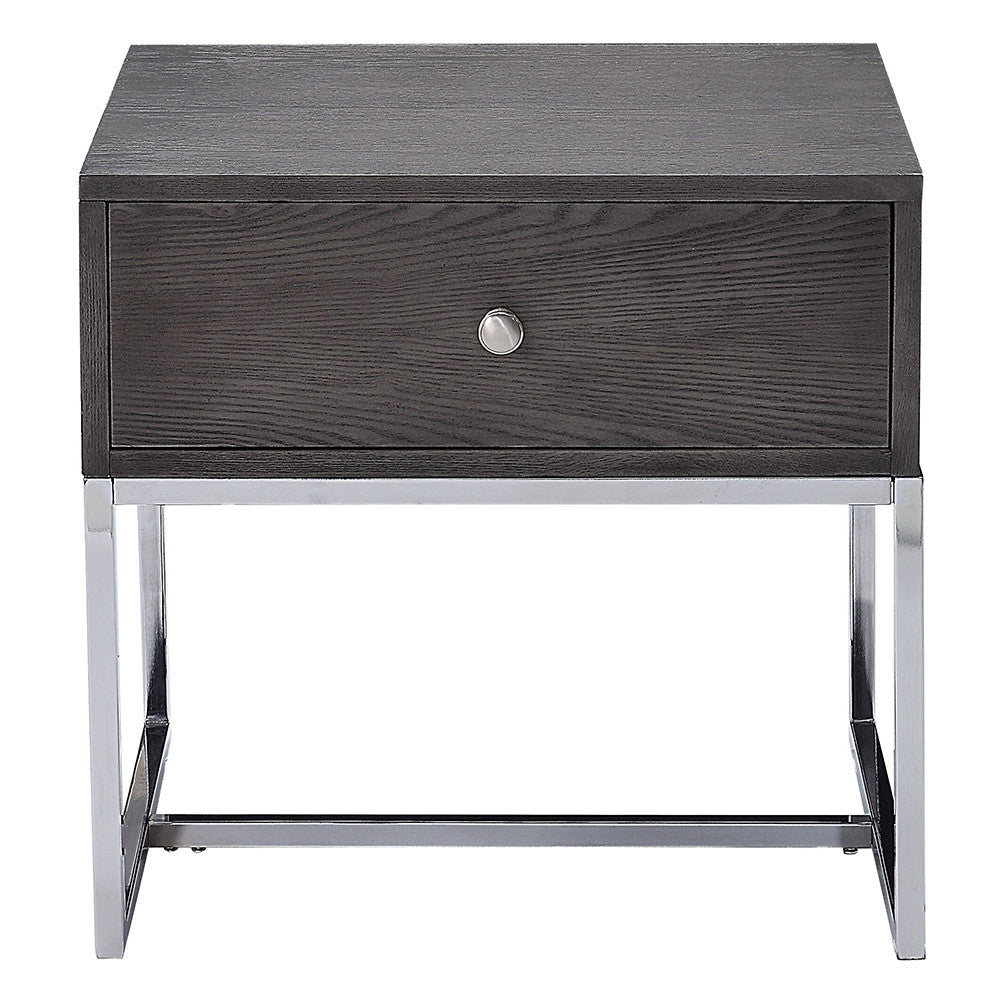 ACME 81172 Iban - End Table, Gray Oak & Chrome