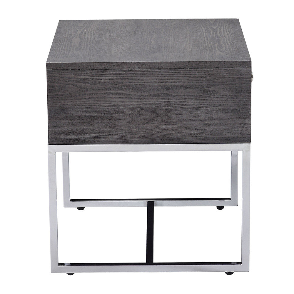 ACME 81172 Iban - End Table, Gray Oak & Chrome