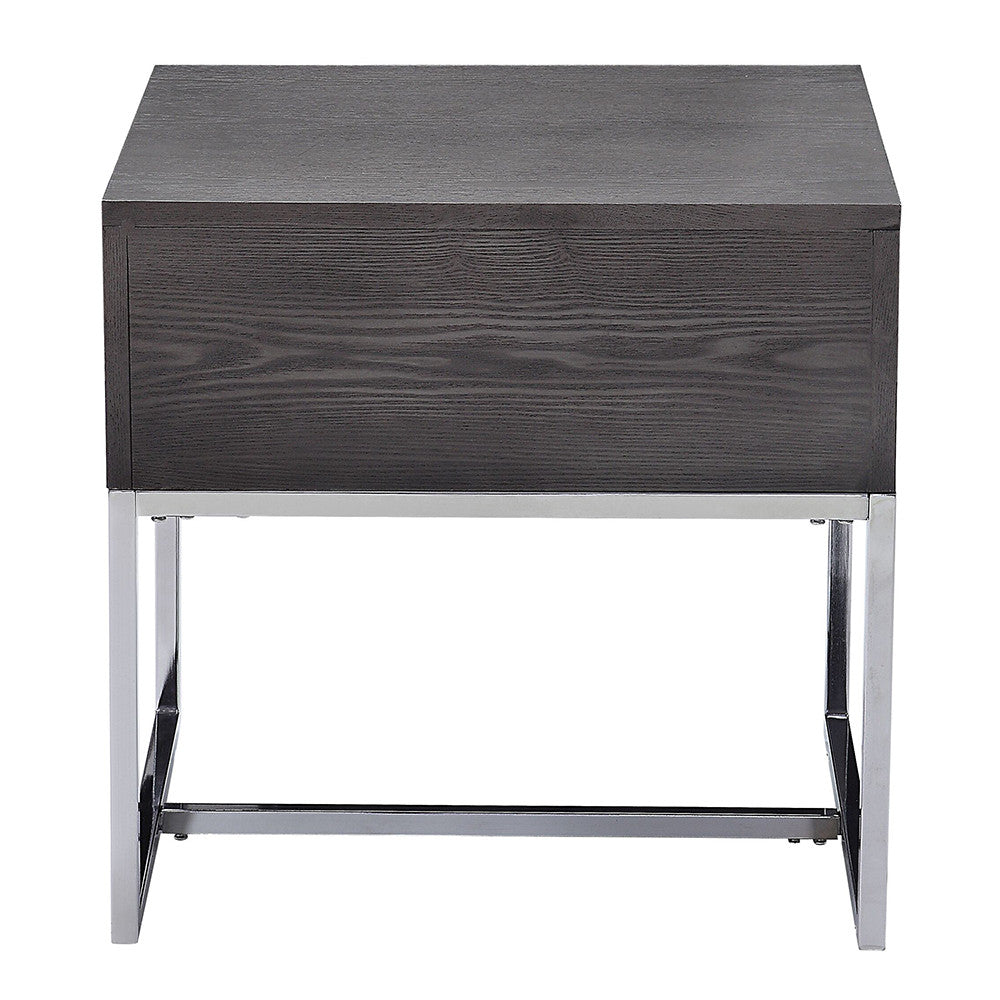 ACME 81172 Iban - End Table, Gray Oak & Chrome