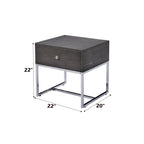 ACME 81172 Iban - End Table, Gray Oak & Chrome