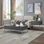 ACME 81172 Iban - End Table, Gray Oak & Chrome