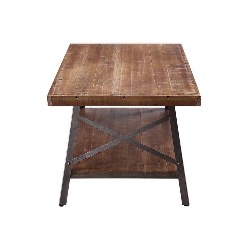 ACME 81175 Ikram Coffee Table, Weathered Oak & Sandy Black