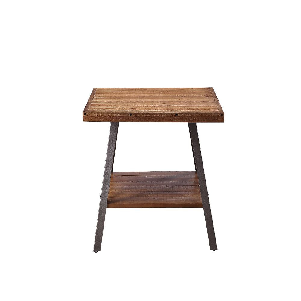 ACME 81177 Ikram 2 Piece Pack End Table, Weathered Oak & Sandy Black
