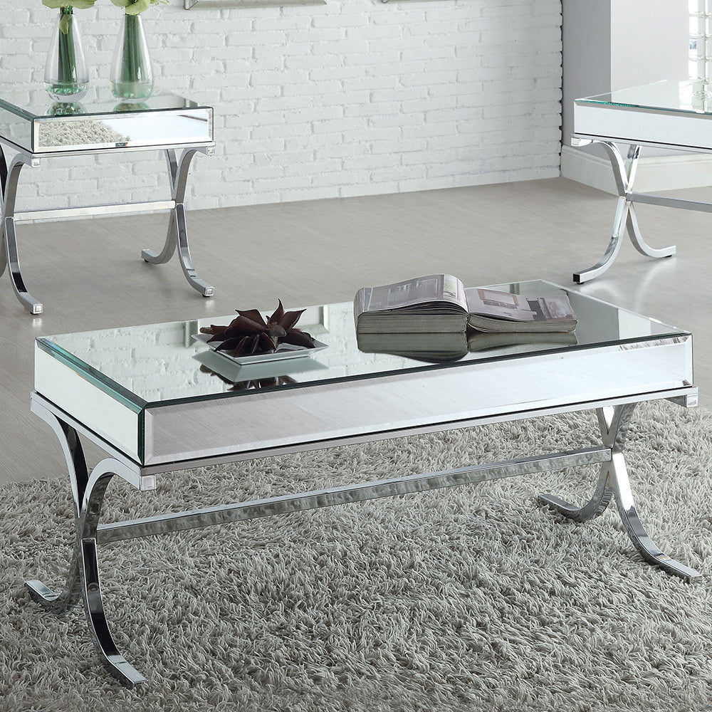 ACME 81195 Yuri Coffee Table, Mirrored Top & Chrome