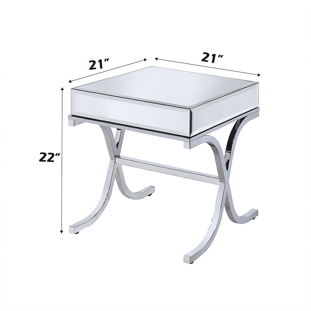 ACME 81197 Yuri End Table, Mirrored Top & Chrome