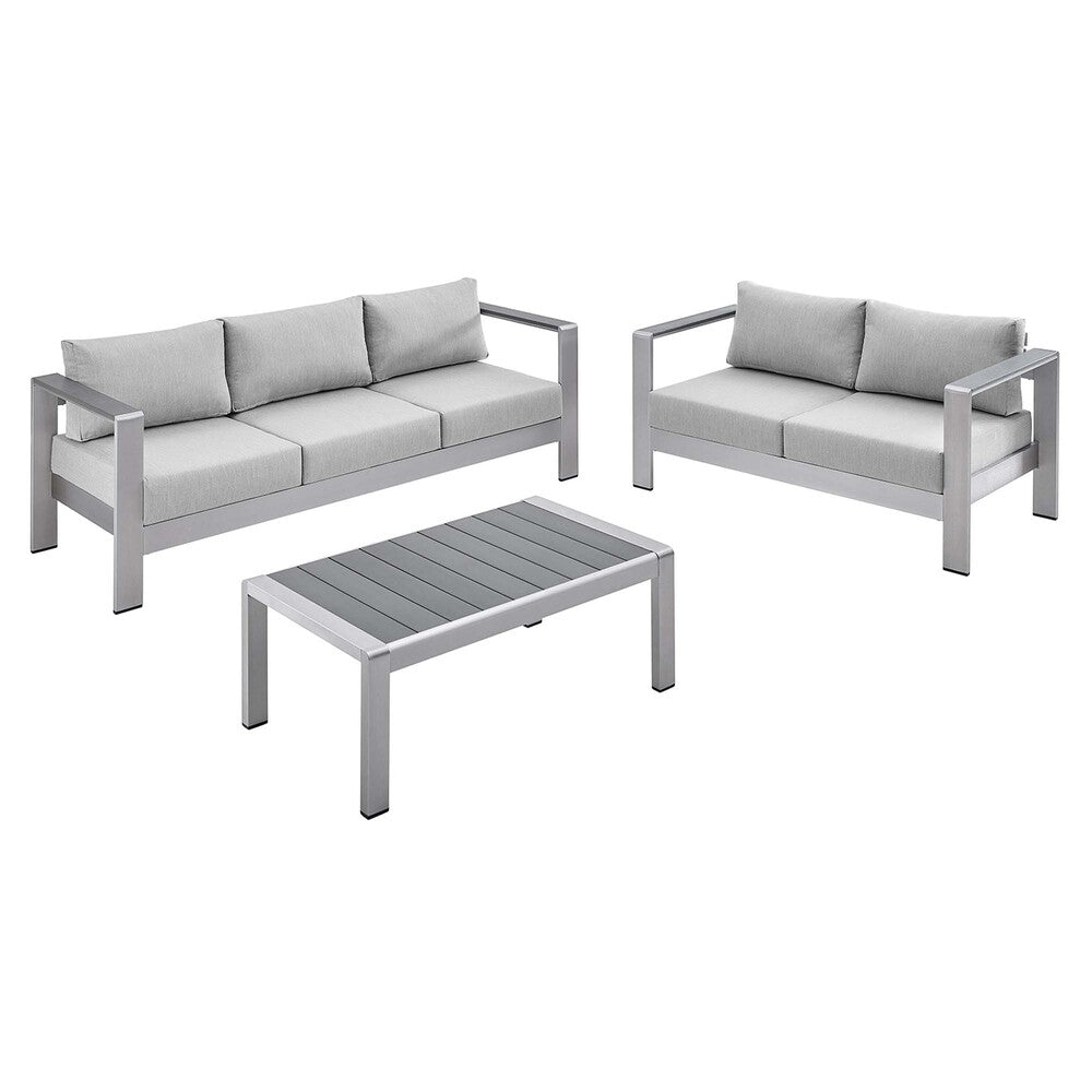 Modway EEI-4313 Shore 3 Piece Sunbrella&reg; Fabric Outdoor Patio Aluminum Set