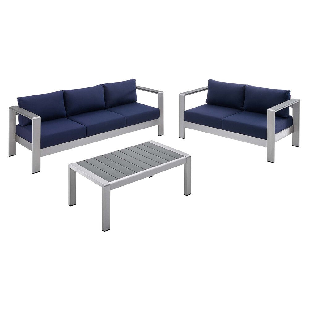 Modway EEI-4313 Shore 3 Piece Sunbrella&reg; Fabric Outdoor Patio Aluminum Set
