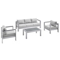 Modway EEI-4316 Shore 4 Piece Sunbrella&reg; Fabric Outdoor Patio Aluminum Set