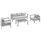 Modway EEI-4316 Shore 4 Piece Sunbrella&reg; Fabric Outdoor Patio Aluminum Set