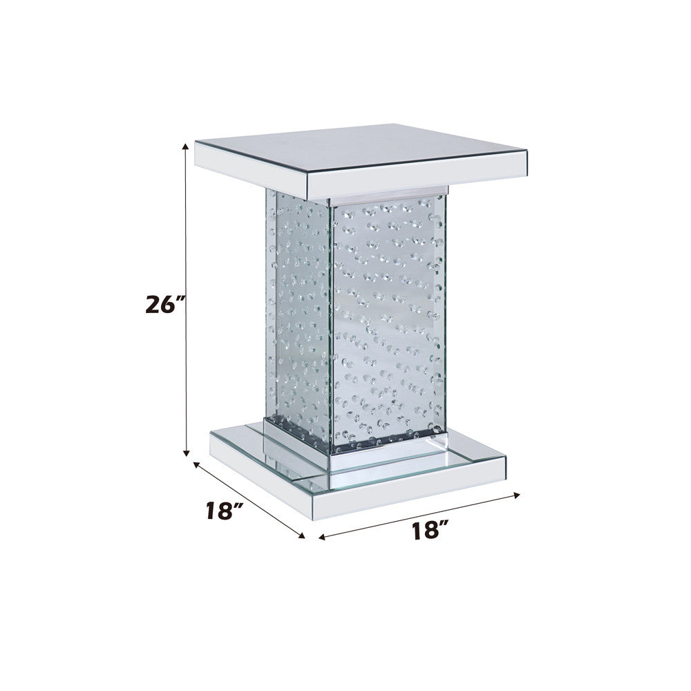 ACME 81412 Nysa End Table, Mirrored & Faux Crystals