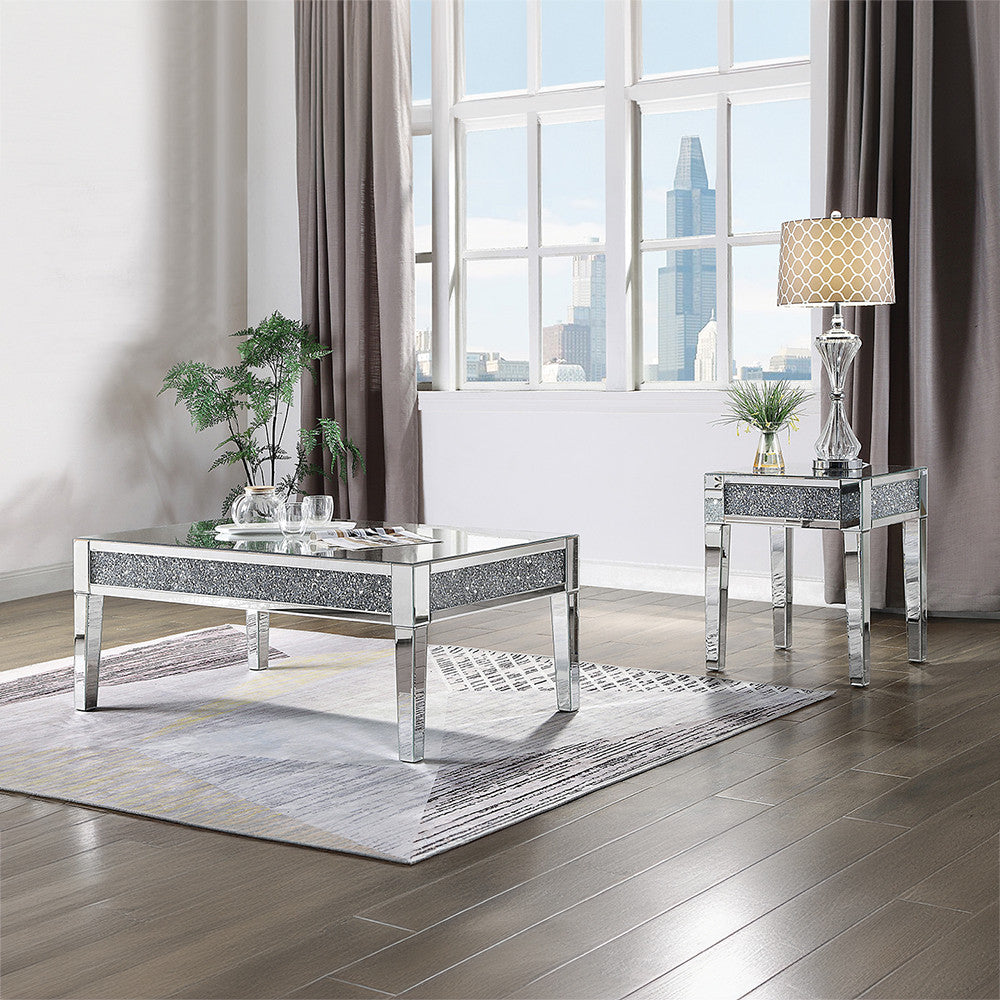 ACME 81415 Noralie Coffee Table, Mirrored & Faux Diamonds