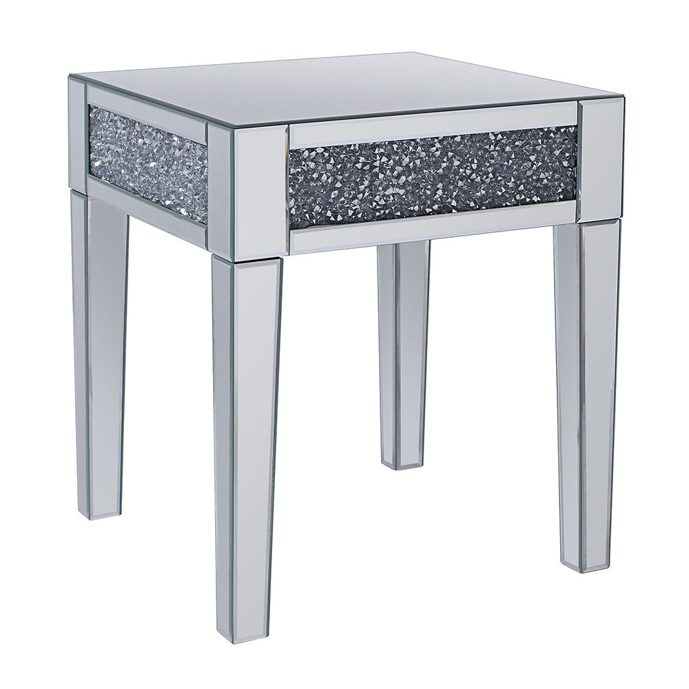 ACME 81417 Noralie End Table, Mirrored & Faux Diamonds