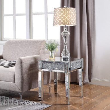ACME 81417 Noralie End Table, Mirrored & Faux Diamonds