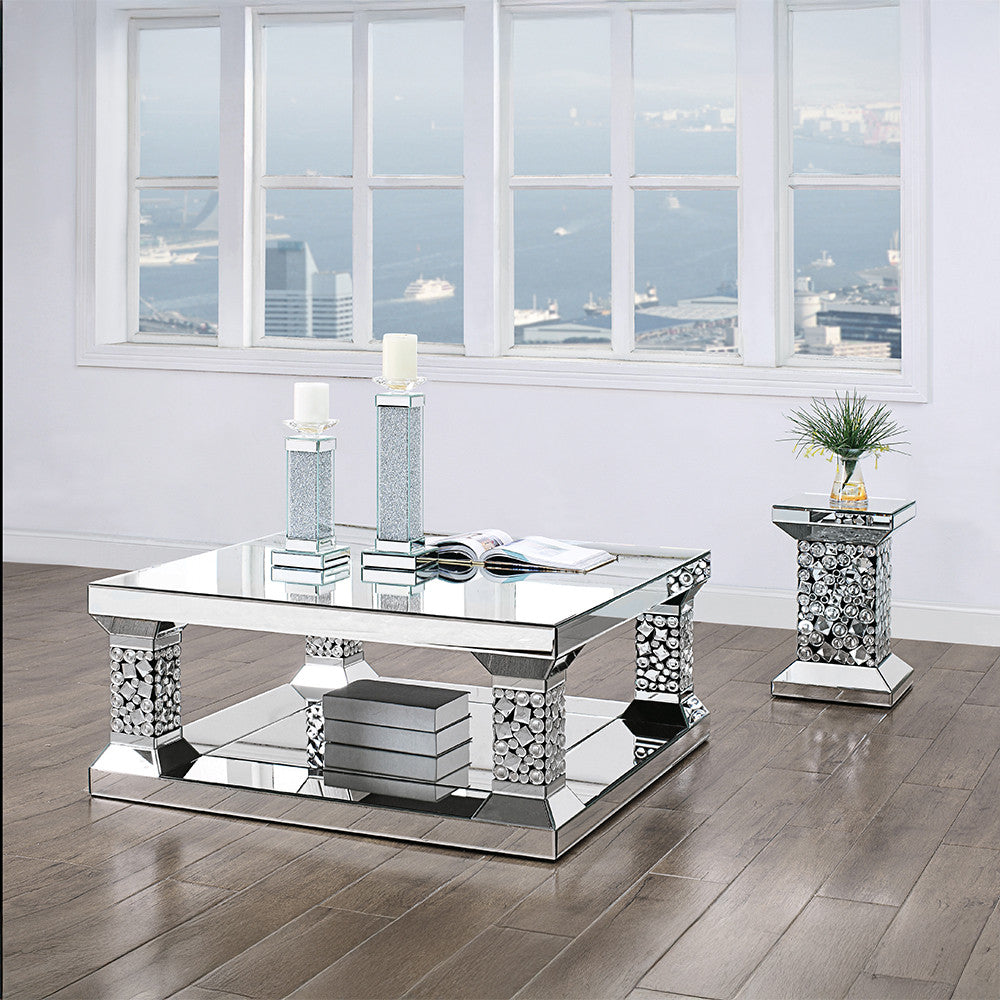 ACME 81427 Kachina End Table, Mirrored & Faux Gem