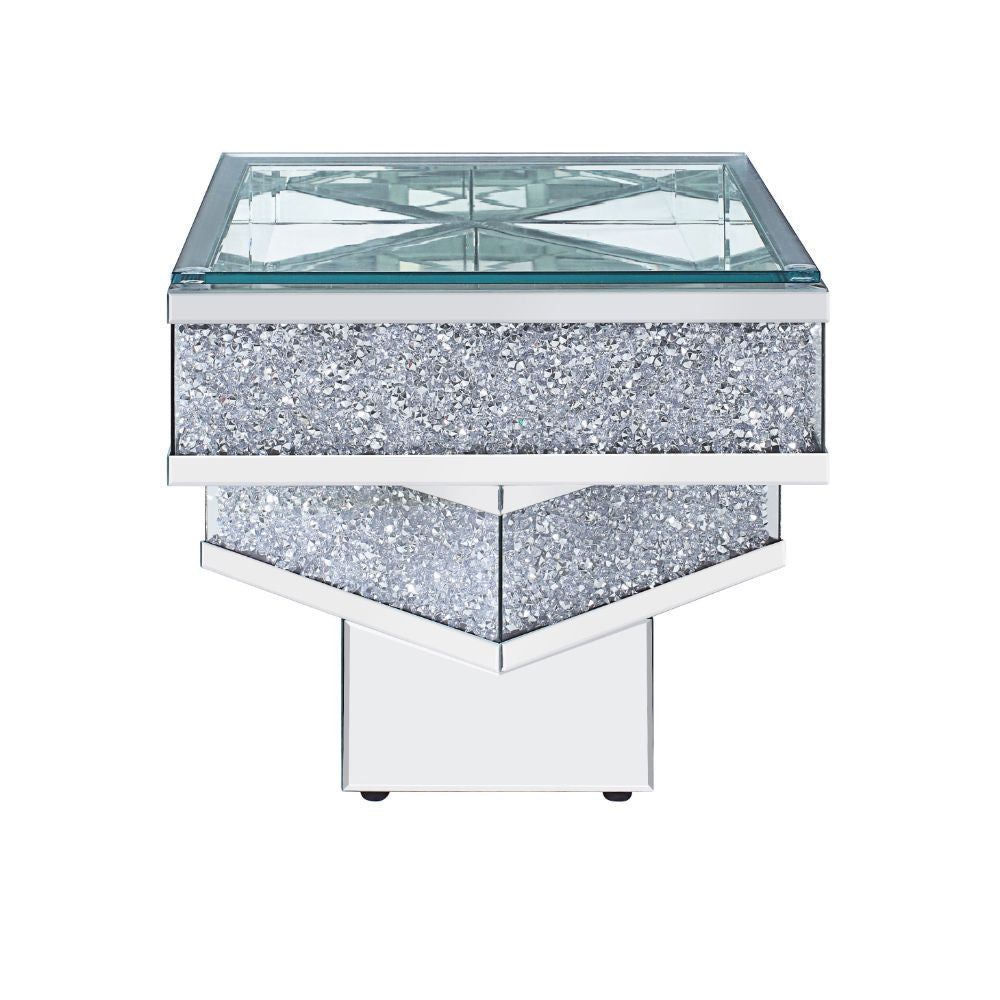 ACME 81467 Noralie End Table, Mirrored & Faux Diamonds