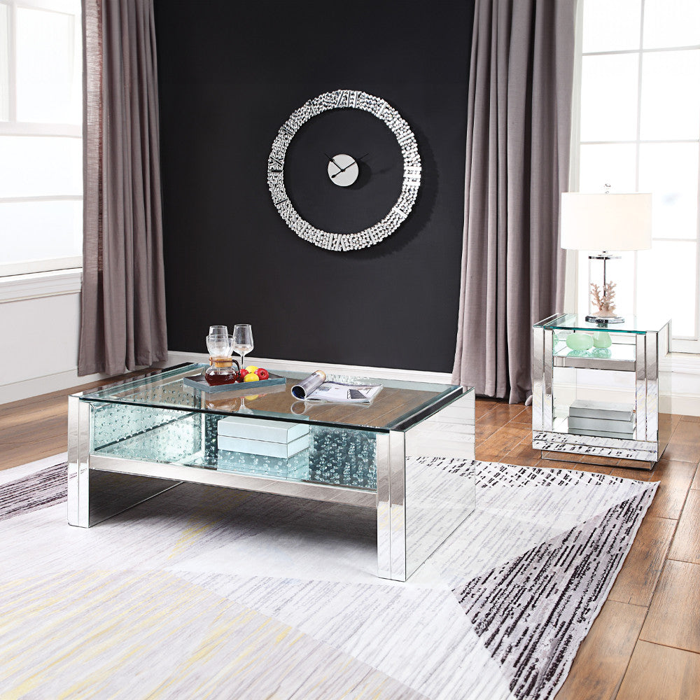 ACME 81470 Nysa Coffee Table, Mirrored & Faux Crystals