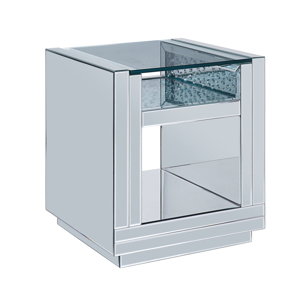 ACME 81472 Nysa End Table, Mirrored & Faux Crystals